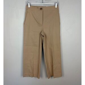 Ann Taylor The Wide Leg Crop High Rise Beige Clean Girl Career Casual 2 Petite